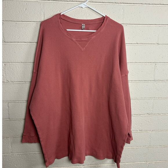 Free People Intimately Pink Waffle Thermal Top size M - Picture 1 of 8